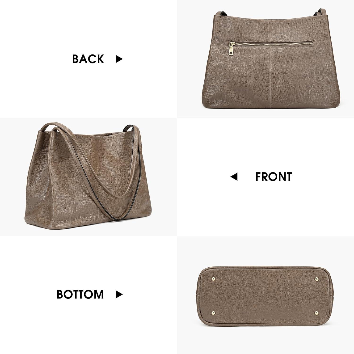 imageKattee Leather Tote Bags for Women Casual Shoulder Hobo Purses and Handbags Top Magnetic Snap ClosureKhaki