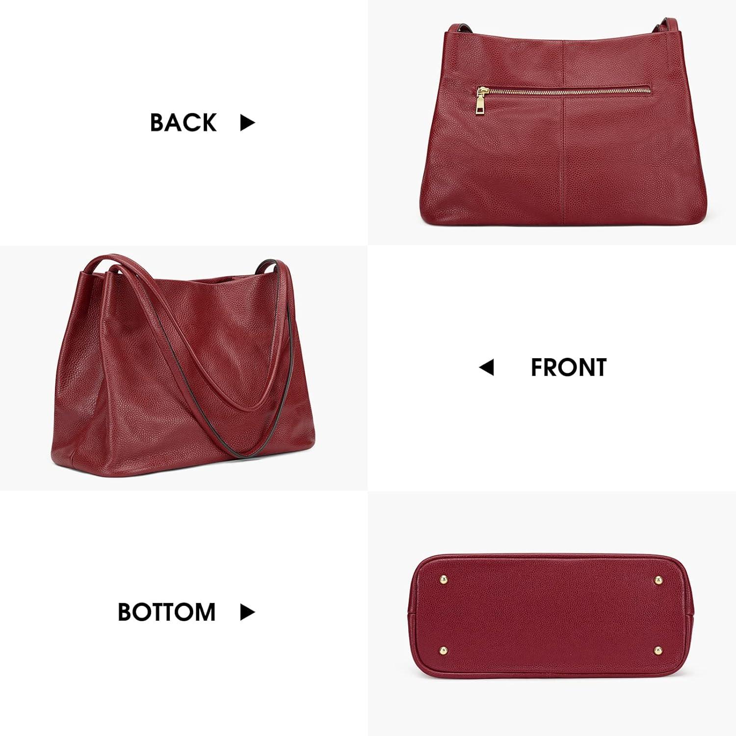 imageKattee Leather Tote Bags for Women Casual Shoulder Hobo Purses and Handbags Top Magnetic Snap ClosureWine Red
