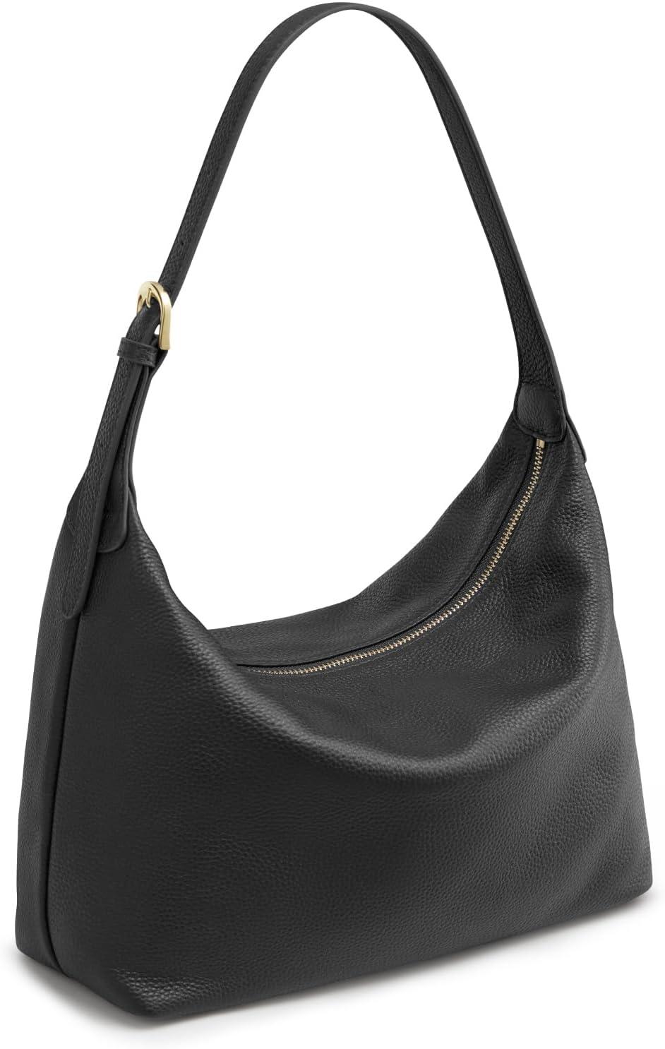 imageKattee Meduim Hobo bags for Women Genuine Leather Crossbody Handbags Shoulder Purse for Work CasualBlack