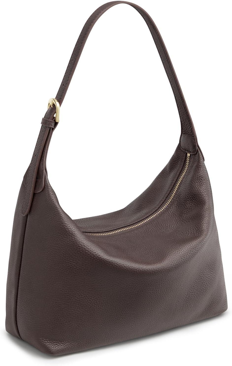 imageKattee Meduim Hobo bags for Women Genuine Leather Crossbody Handbags Shoulder Purse for Work CasualCoffee