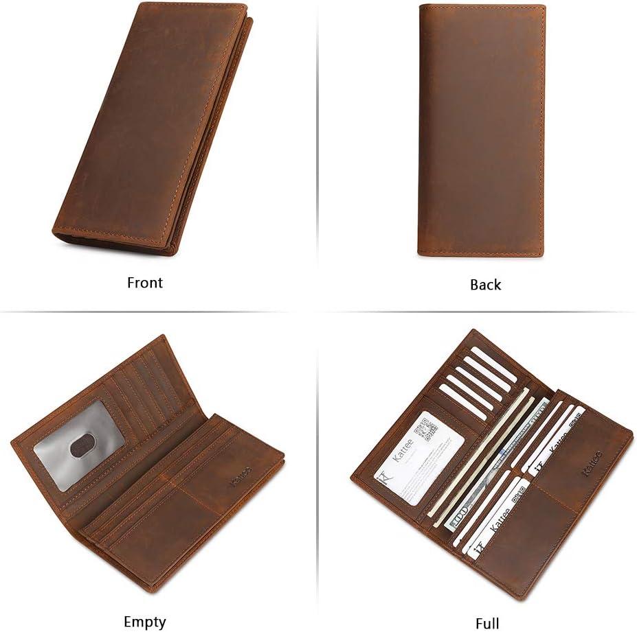 imageKattee Mens Vintage Genuine Leather Long Wallet for Checkbook Credit Cards1Brown