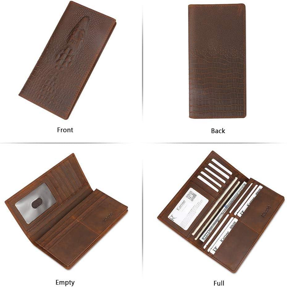 imageKattee Mens Vintage Genuine Leather Long Wallet for Checkbook Credit Cards1Dark Brown1