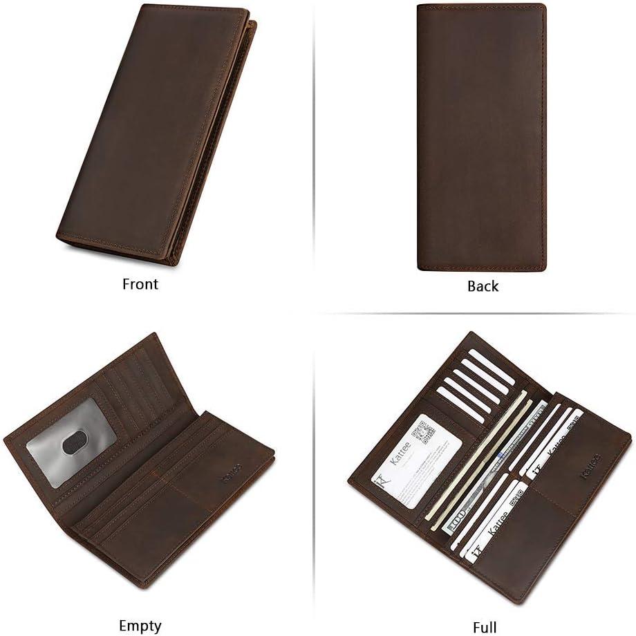 imageKattee Mens Vintage Genuine Leather Long Wallet for Checkbook Credit Cards1Dark Brown2