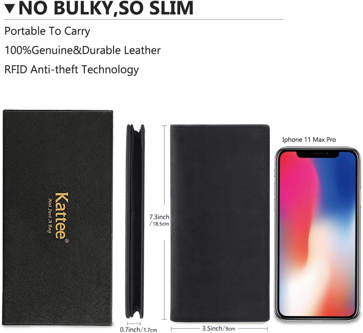 imageKattee Mens Vintage Genuine Leather Long Wallet for Checkbook Credit Cards2Black New with gift box