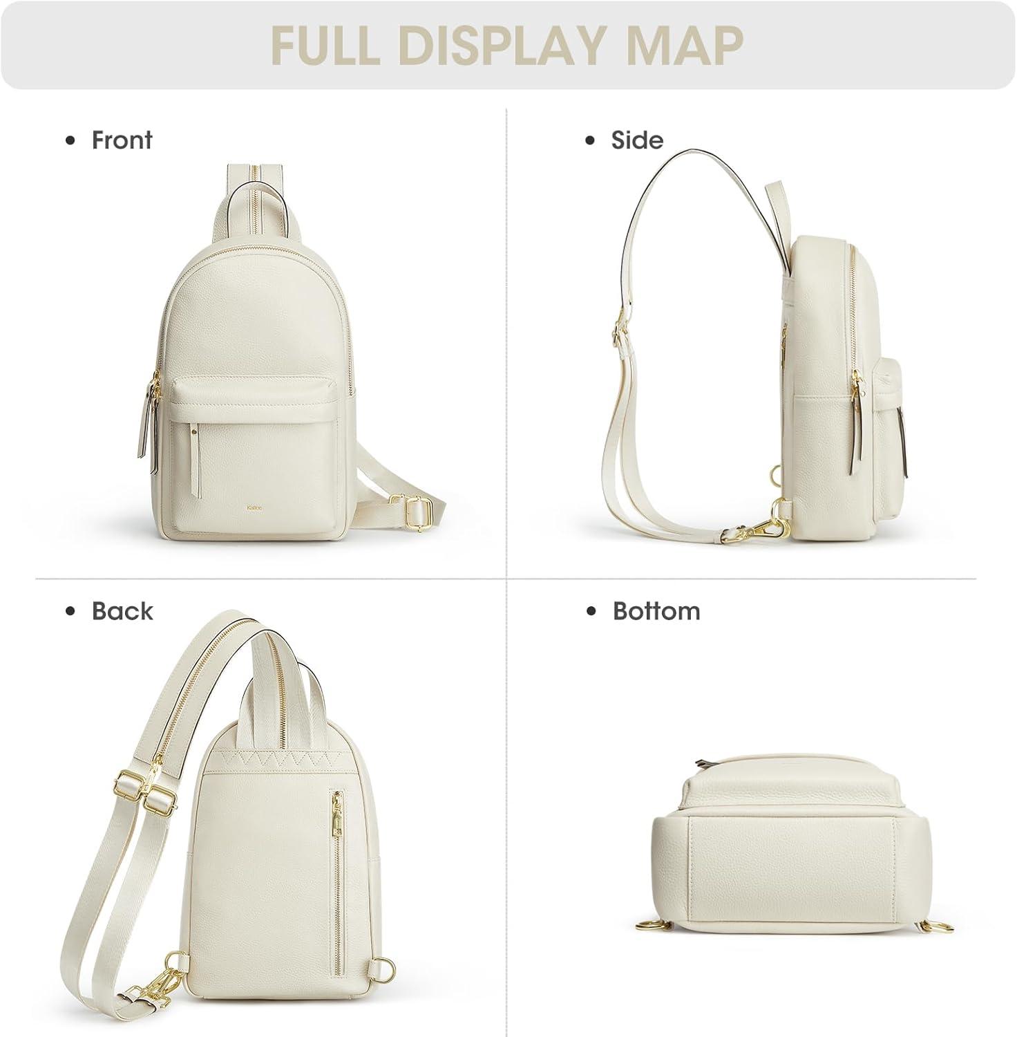 imageKattee Sling Bag for Women Leather Crossbody Purses for Women Sling Backpack Travel Bag with RFID Blocking BlackBeige