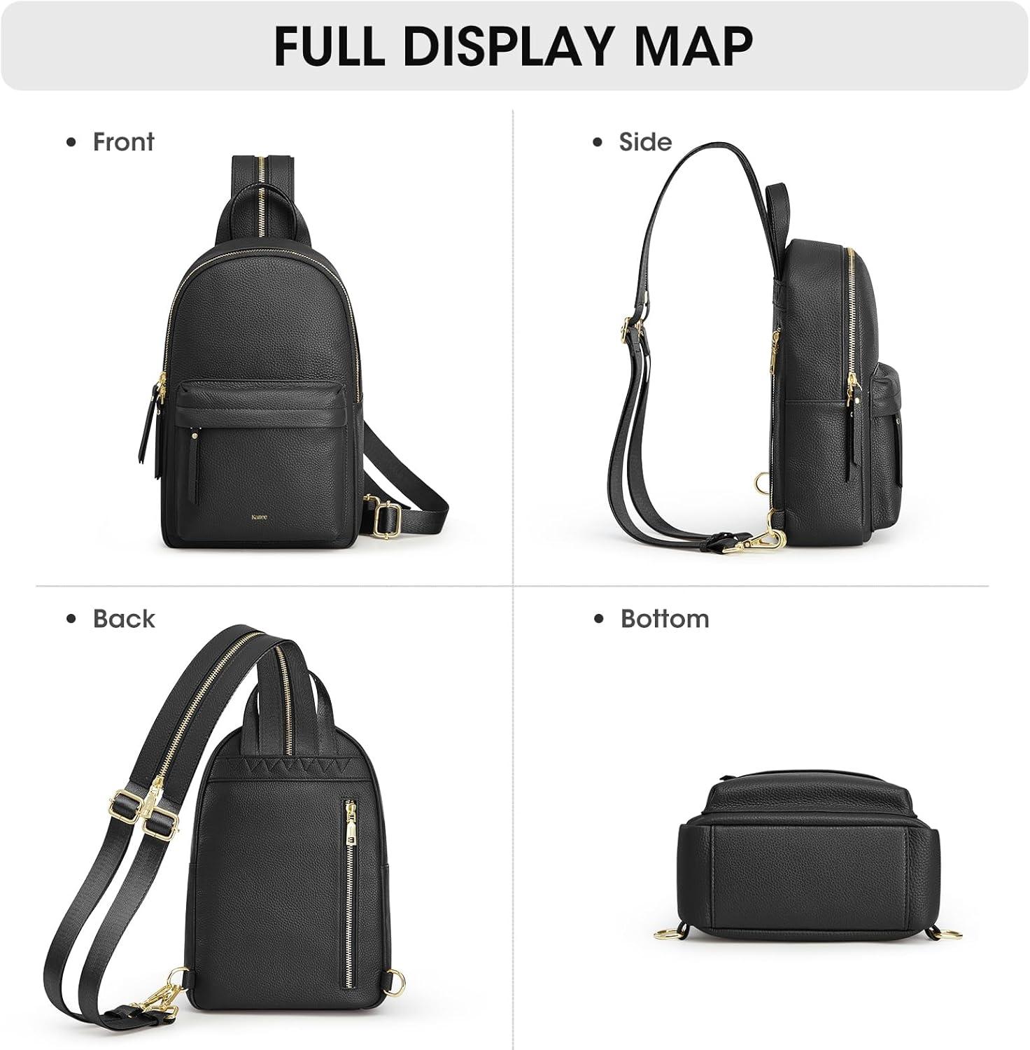 imageKattee Sling Bag for Women Leather Crossbody Purses for Women Sling Backpack Travel Bag with RFID Blocking BlackBlack