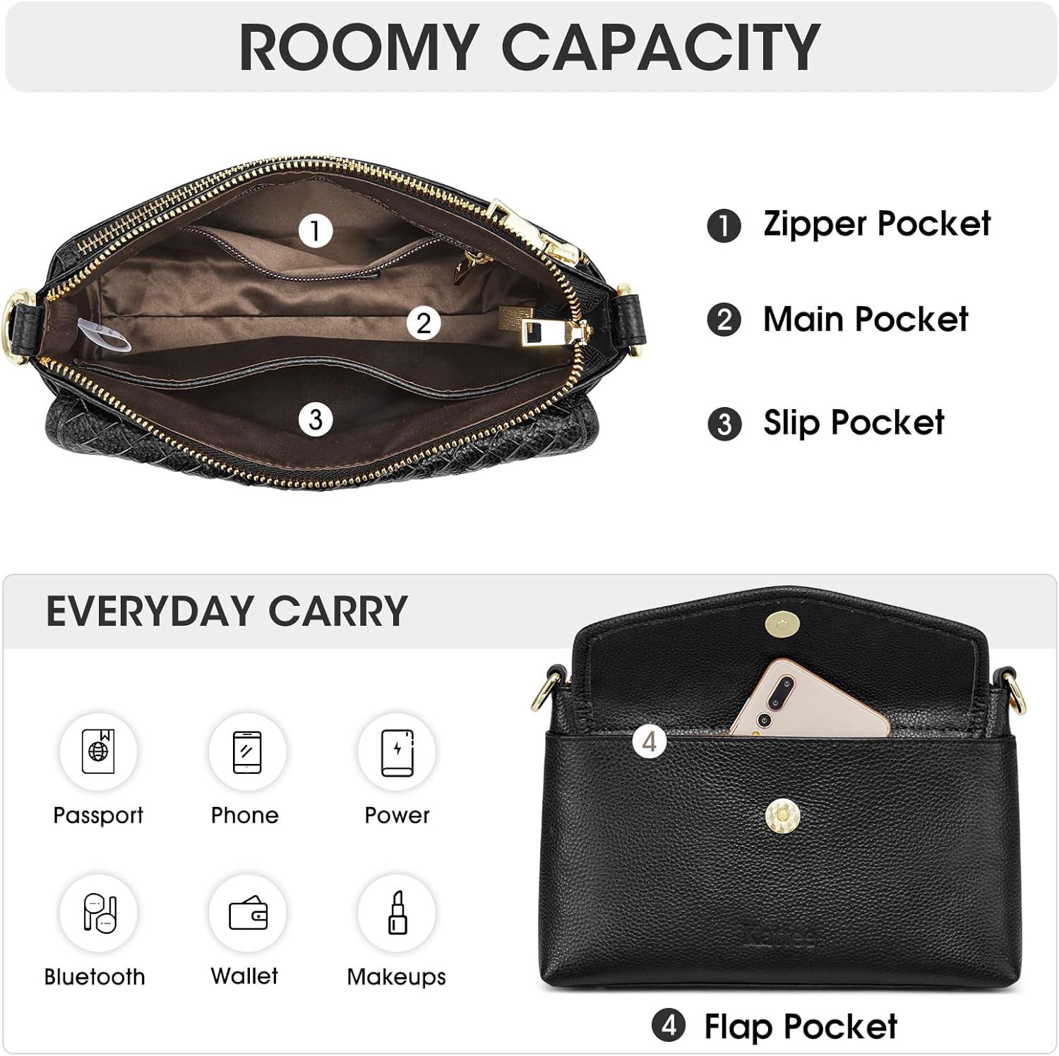 imageKattee Small Leather Purses and Handbags for Women Soft Crossbody Bags for Women Shoulder Cross Body BagBlack