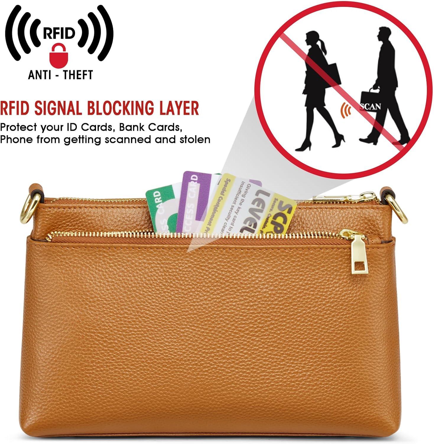 imageKattee Small Leather Purses and Handbags for Women Soft Crossbody Bags for Women Shoulder Cross Body BagBrown