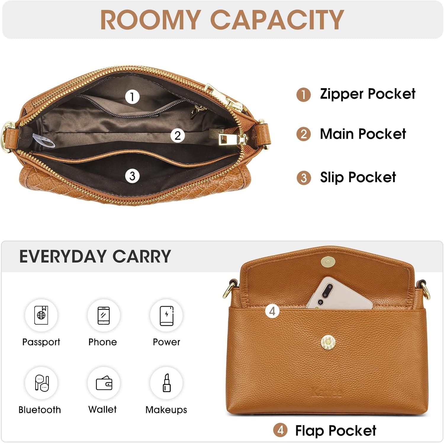 imageKattee Small Leather Purses and Handbags for Women Soft Crossbody Bags for Women Shoulder Cross Body BagBrown