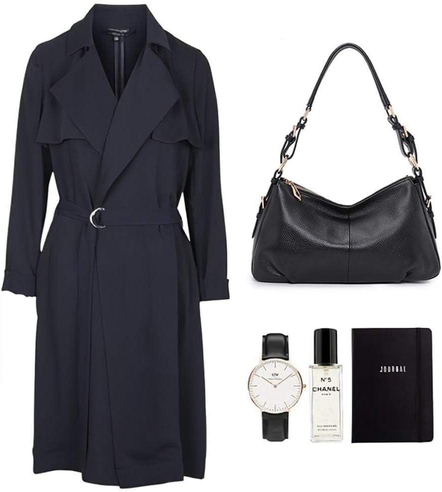 imageKattee Soft Leather Hobo Handbags for Women Genuine Top Handle Bags Vintage Shoulder PursesBlack