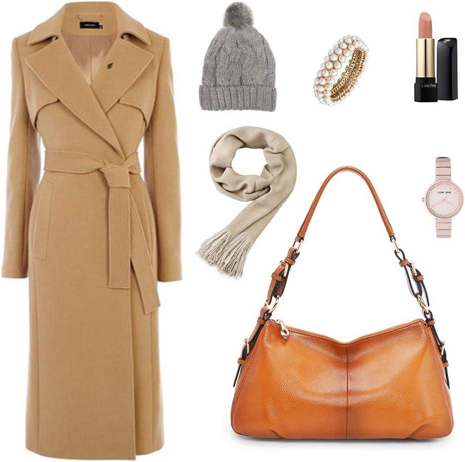 imageKattee Soft Leather Hobo Handbags for Women Genuine Top Handle Bags Vintage Shoulder PursesBrown