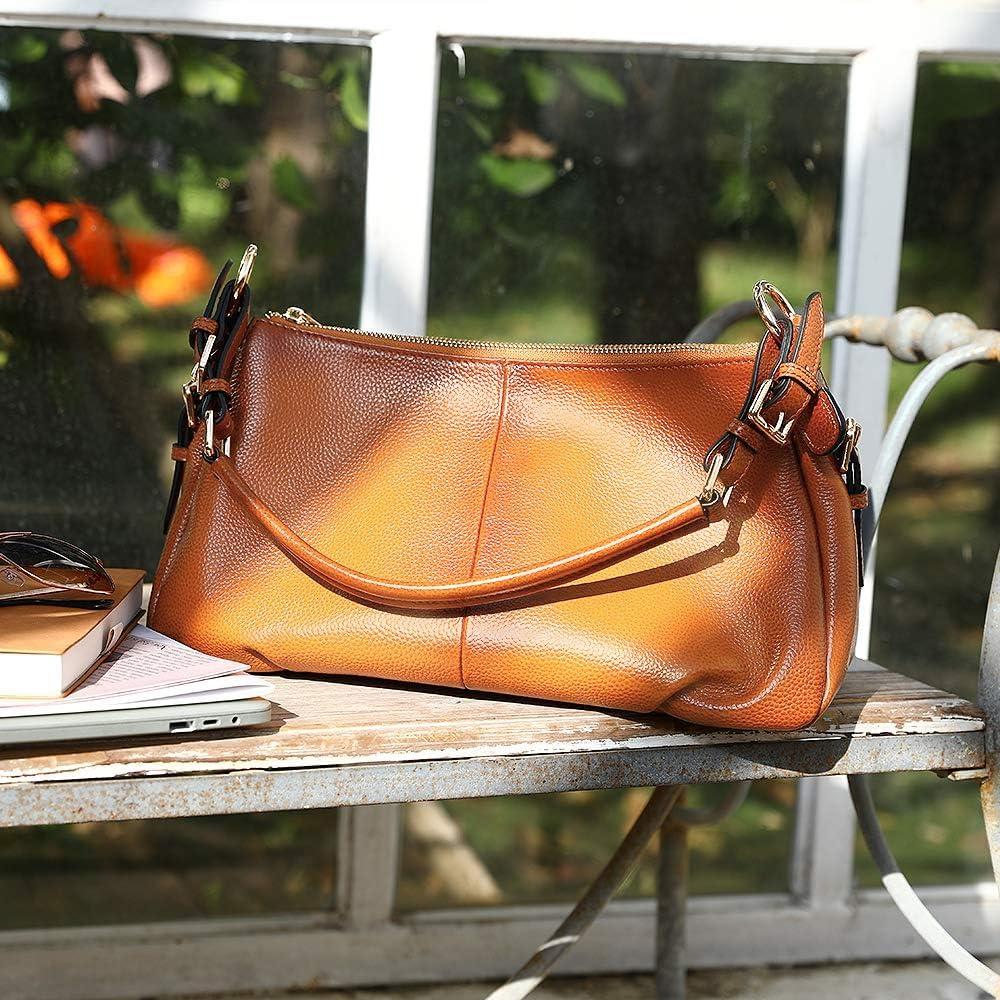 imageKattee Soft Leather Hobo Handbags for Women Genuine Top Handle Bags Vintage Shoulder PursesBrown