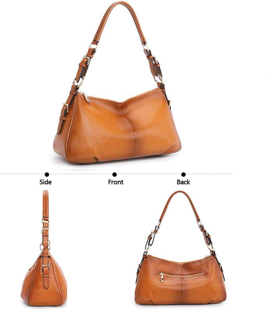 imageKattee Soft Leather Hobo Handbags for Women Genuine Top Handle Bags Vintage Shoulder PursesBrown