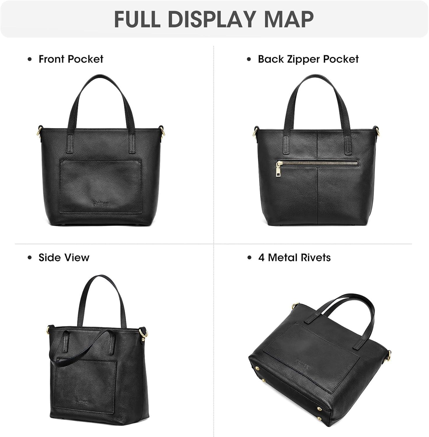imageKattee Soft Leather Tote Bags for Women Shoulder Purses and Handbags Casual Work Top HandleBlack