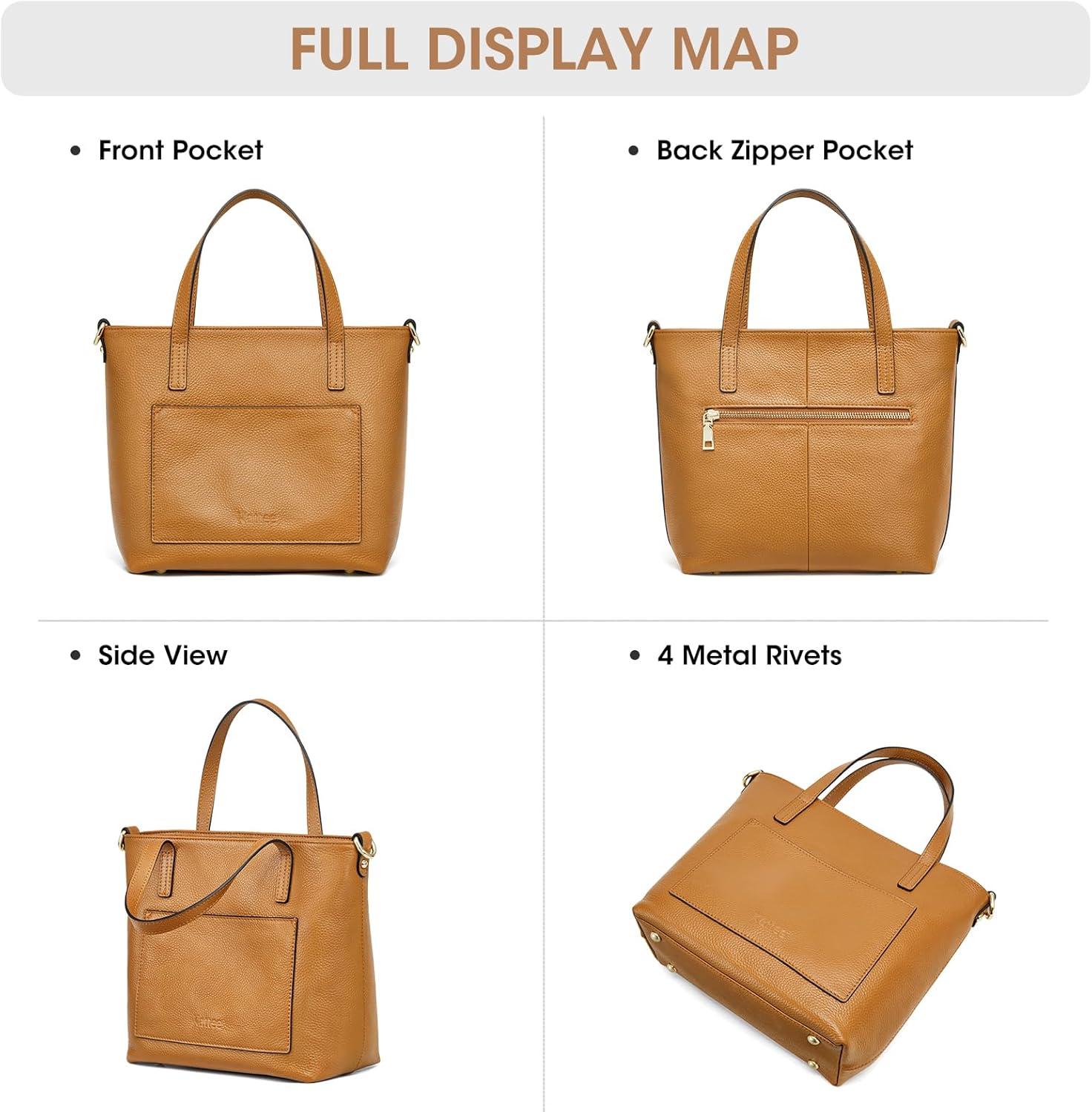 imageKattee Soft Leather Tote Bags for Women Shoulder Purses and Handbags Casual Work Top HandleBrown
