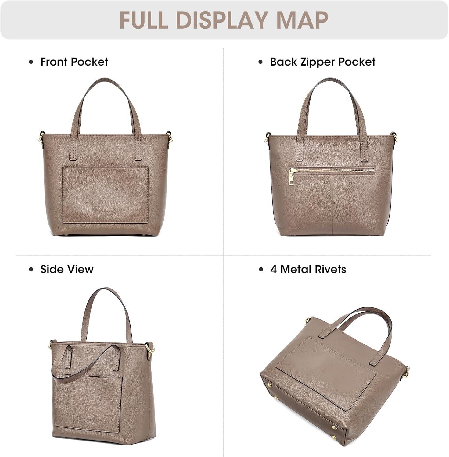 imageKattee Soft Leather Tote Bags for Women Shoulder Purses and Handbags Casual Work Top HandleKhaki