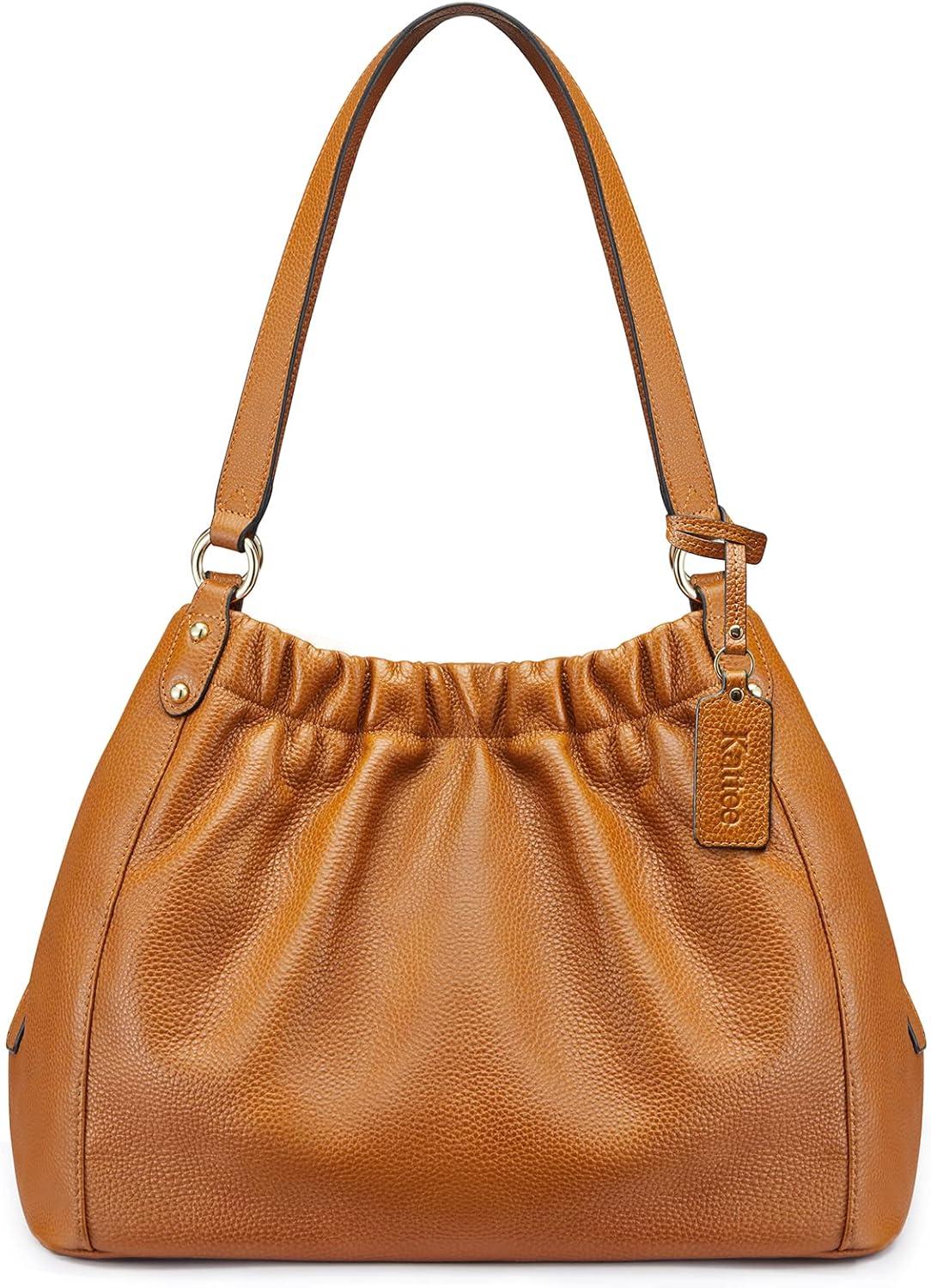 imageKattee Soft Women Genuine Leather Hobo Totes Purses and Handbags Satchel Top Handle Shoulder BagsBrown