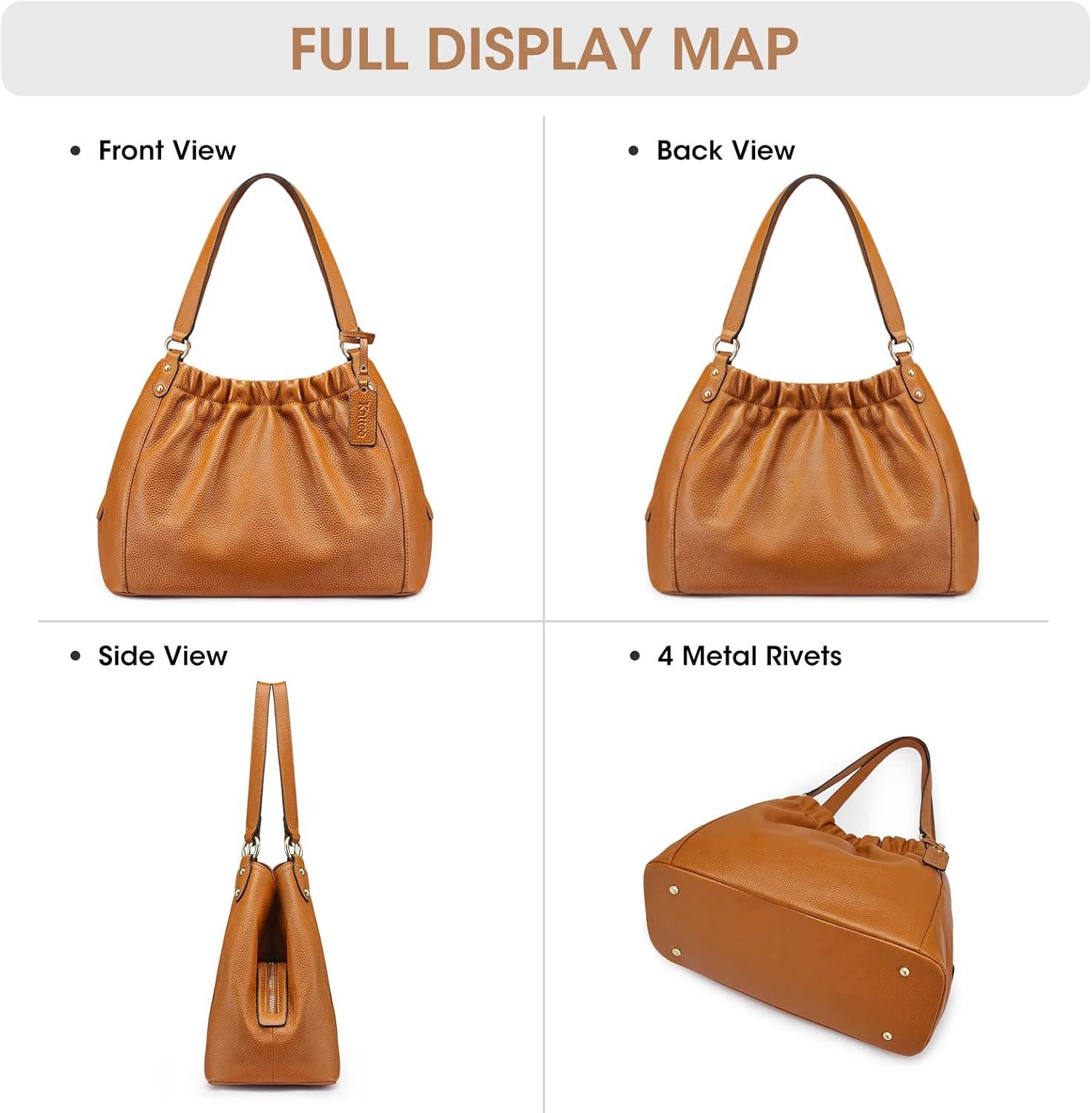 imageKattee Soft Women Genuine Leather Hobo Totes Purses and Handbags Satchel Top Handle Shoulder BagsBrown