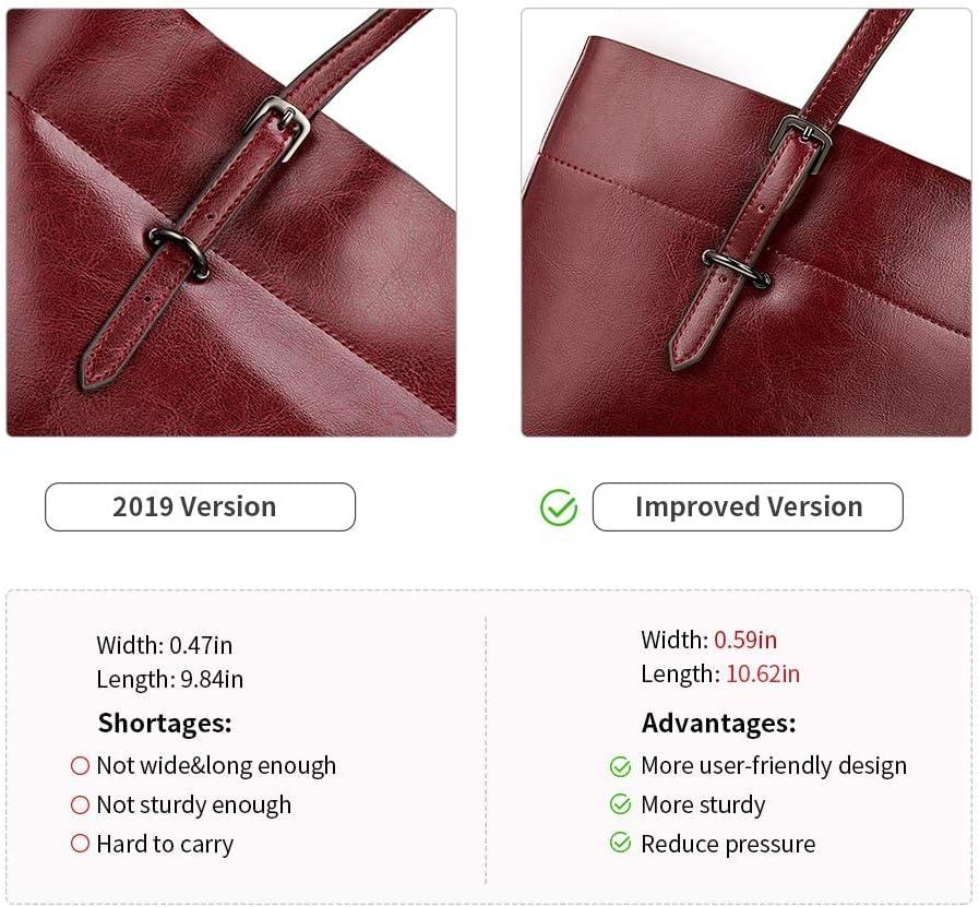 imageKattee Vintage Genuine Leather Tote Shoulder Bag for Women Satchel Handbag with Top HandlesRed