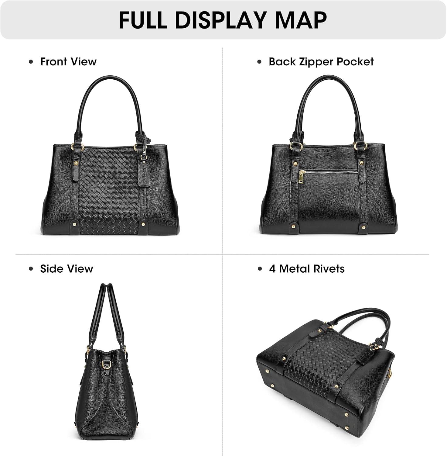 imageKattee Women Soft Genuine Leather Satchel Bags Top Handle Crossbody Purses and Handbags Totes Shoulder HoboBlack