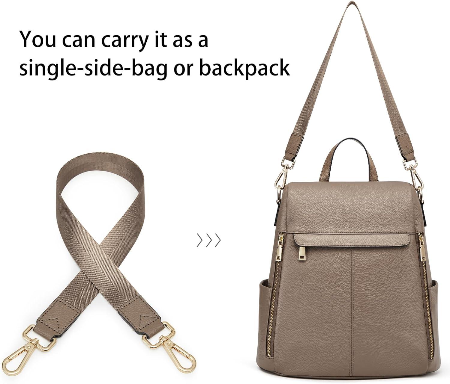 imageKattee Womens AntiTheft Backpack Purse Genuine Leather Shoulder Bag Fashion Ladies Satchel BagsKhaki