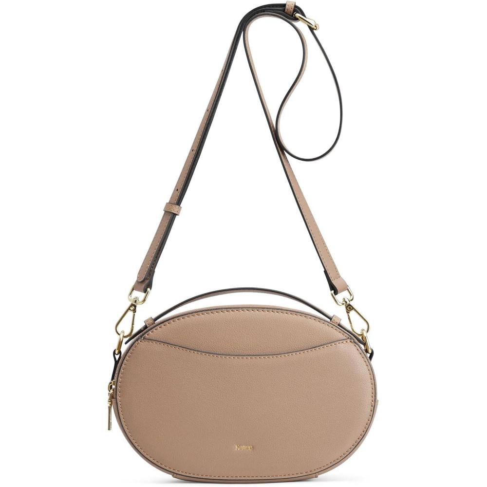 imageKattee Crossbody Leather Bags for Women Small Genuine Leather Cross Body Shoulder Bag for Woman Trendy Purse with Top HandleKhaki
