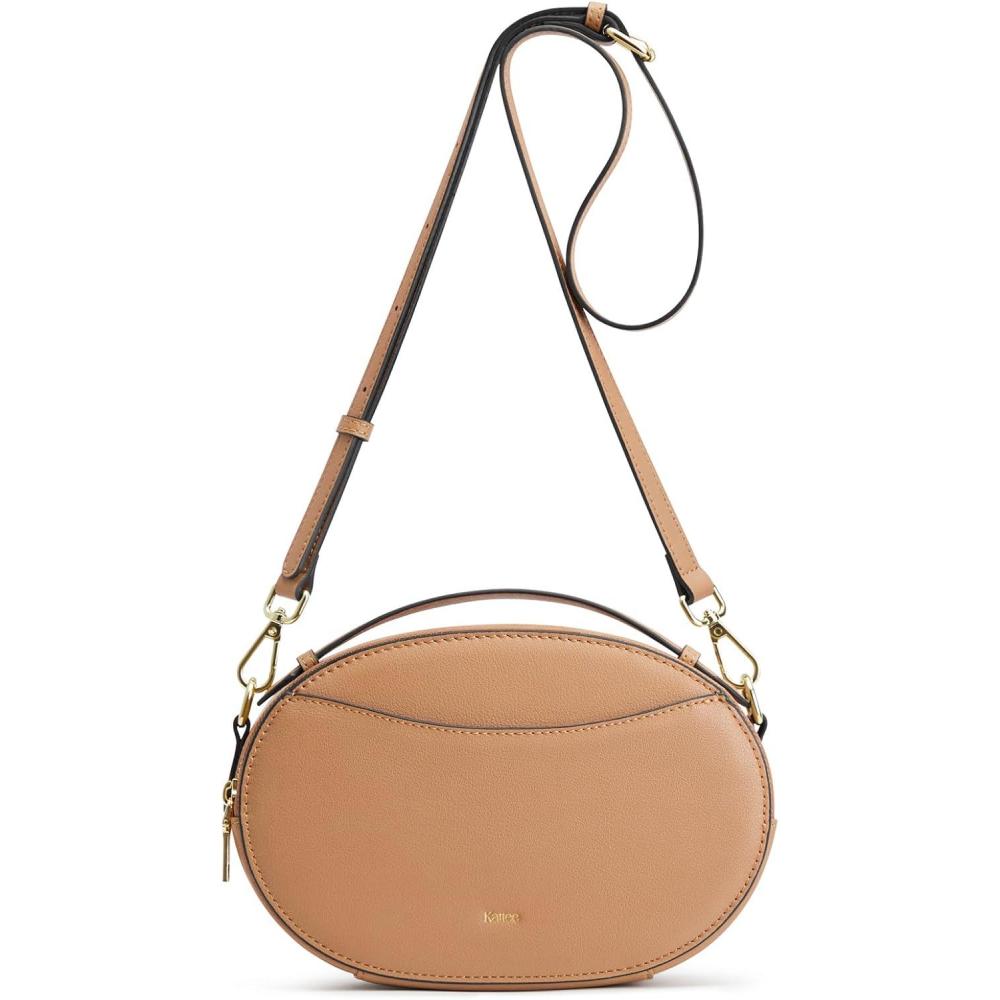 imageKattee Crossbody Leather Bags for Women Small Genuine Leather Cross Body Shoulder Bag for Woman Trendy Purse with Top HandleLight Tan