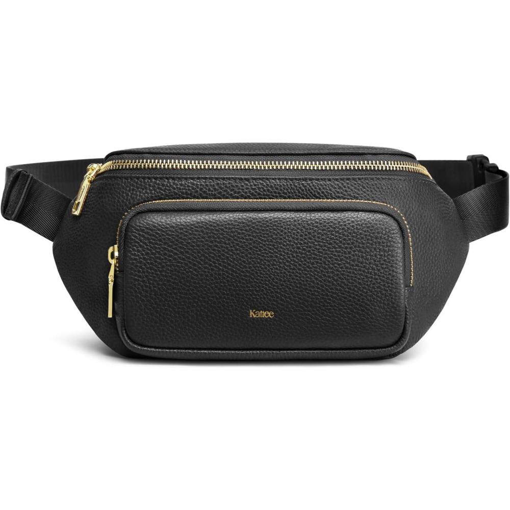 imageKattee Fanny Packs for Women Leather Crossbody Bags for Women Trendy Small Belt BagFashion Waist Packs with RFID Blocking BlackBlack
