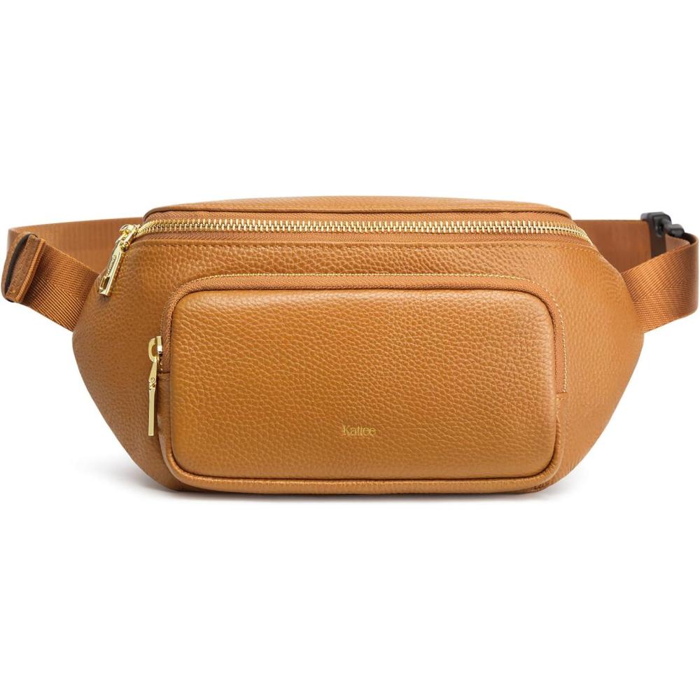imageKattee Fanny Packs for Women Leather Crossbody Bags for Women Trendy Small Belt BagFashion Waist Packs with RFID Blocking BlackBrown