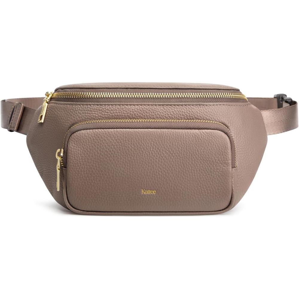 imageKattee Fanny Packs for Women Leather Crossbody Bags for Women Trendy Small Belt BagFashion Waist Packs with RFID Blocking BlackKhaki