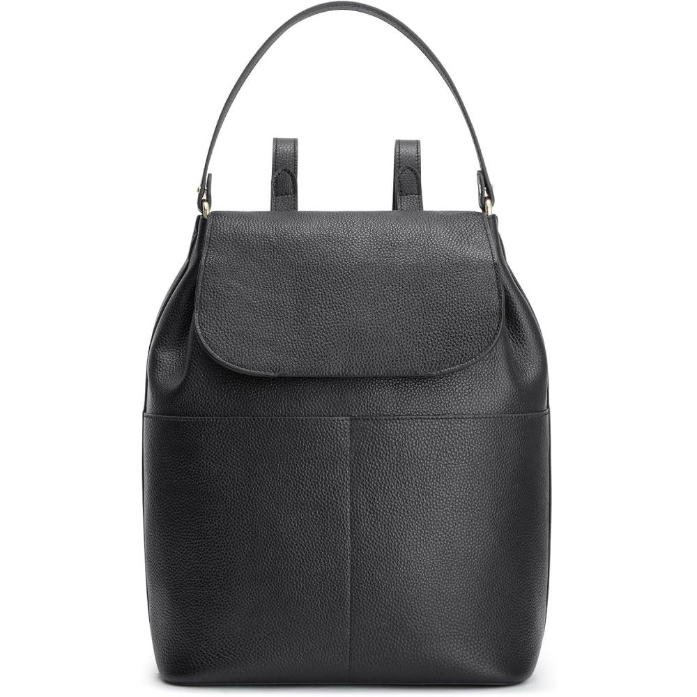 imageKattee Leather Backpack Purse for Women Travel Fashion Designer Ladies Laptop Backpack KhakiBlack