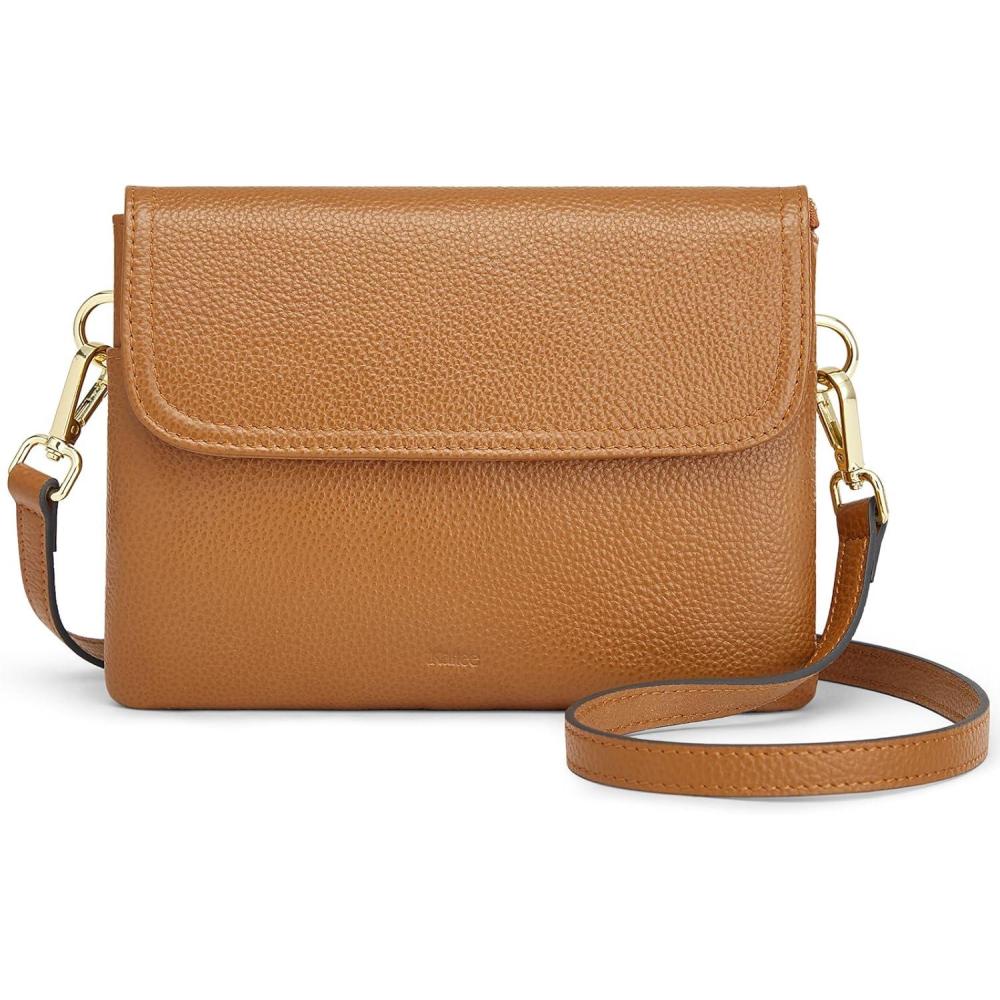 imageKattee Leather Crossbody Bag for Women Small Cross Body Shoulder Bags Purse for Women Trendy Designer HandbagBrown