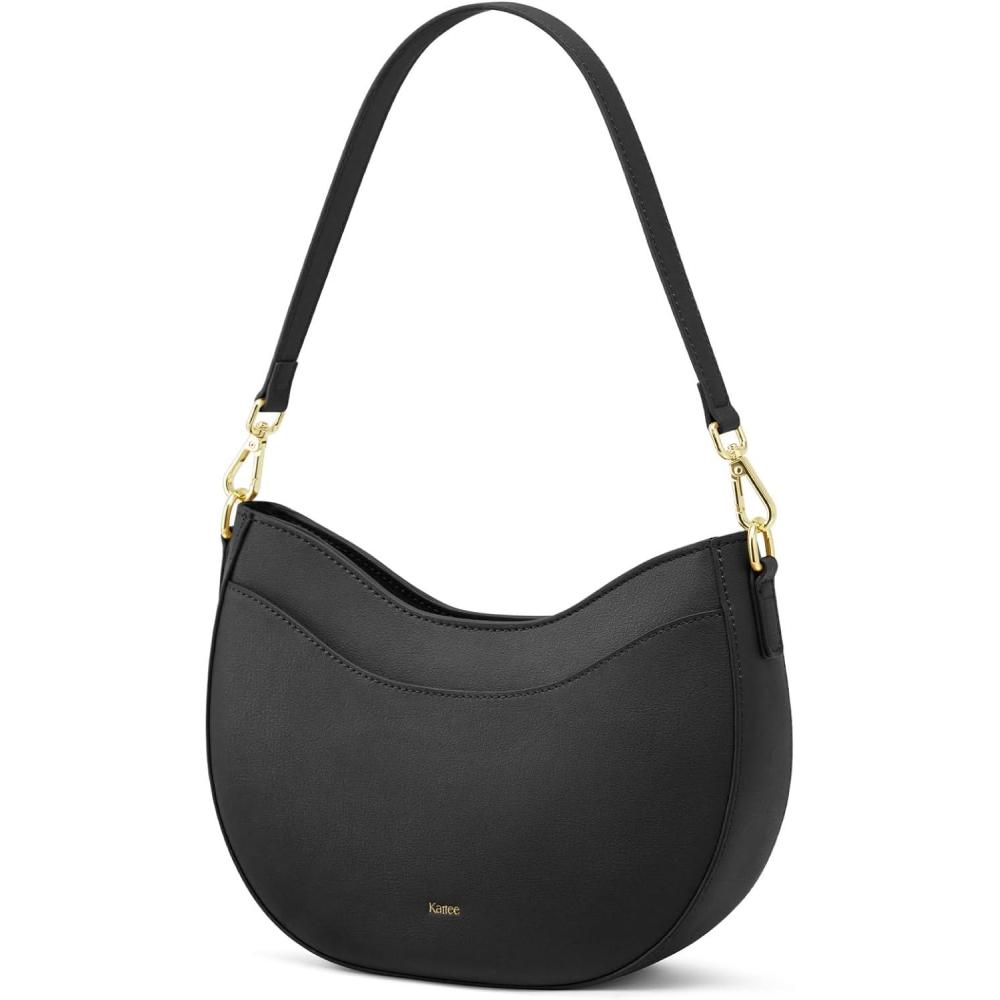 imageKattee Leather Crossbody Bags for Women Small Purses and Handbags Soft Hobo Shoulder Satchel with Zipper ClosureBlack1