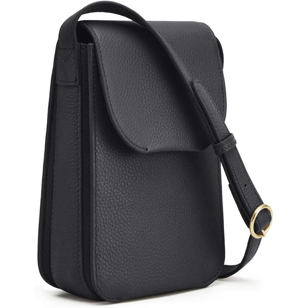 imageKattee Leather Crossbody Bags for Women Trendy Small Phone Purses Wallet Shoulder Handbags Travel with Card SlotsBlack