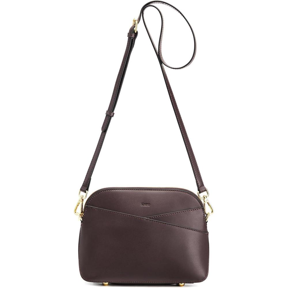 imageKattee Leather Crossbody Bags for Women Trendy Small Purses Handbags Shoulder Bag Genuine Leather Cross Body Bag for WomanNappa Leather Coffee
