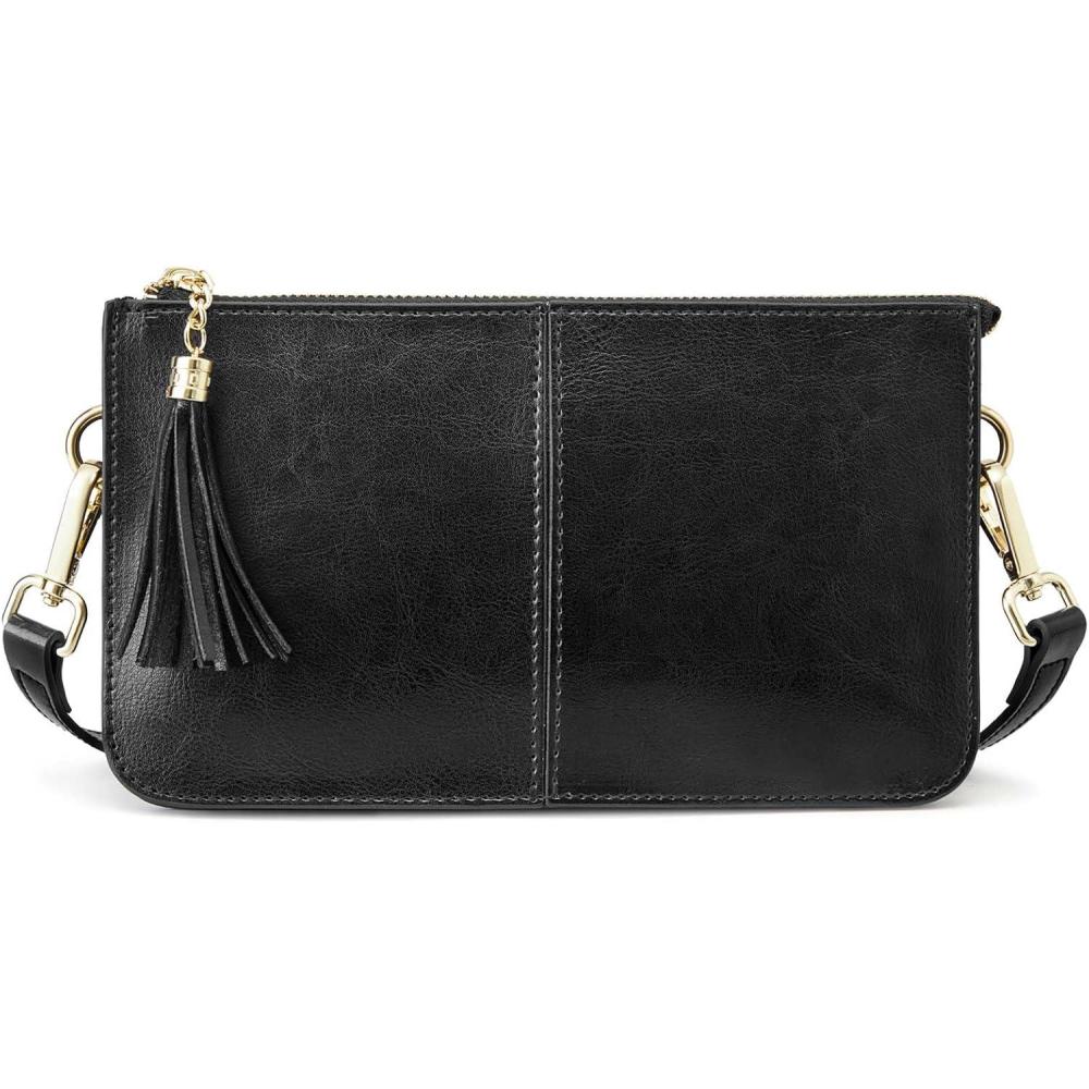 imageKattee Leather Crossbody Bags for Women Trendy Small Shoulder Purses and Handbags with Adjustable StrapBlack