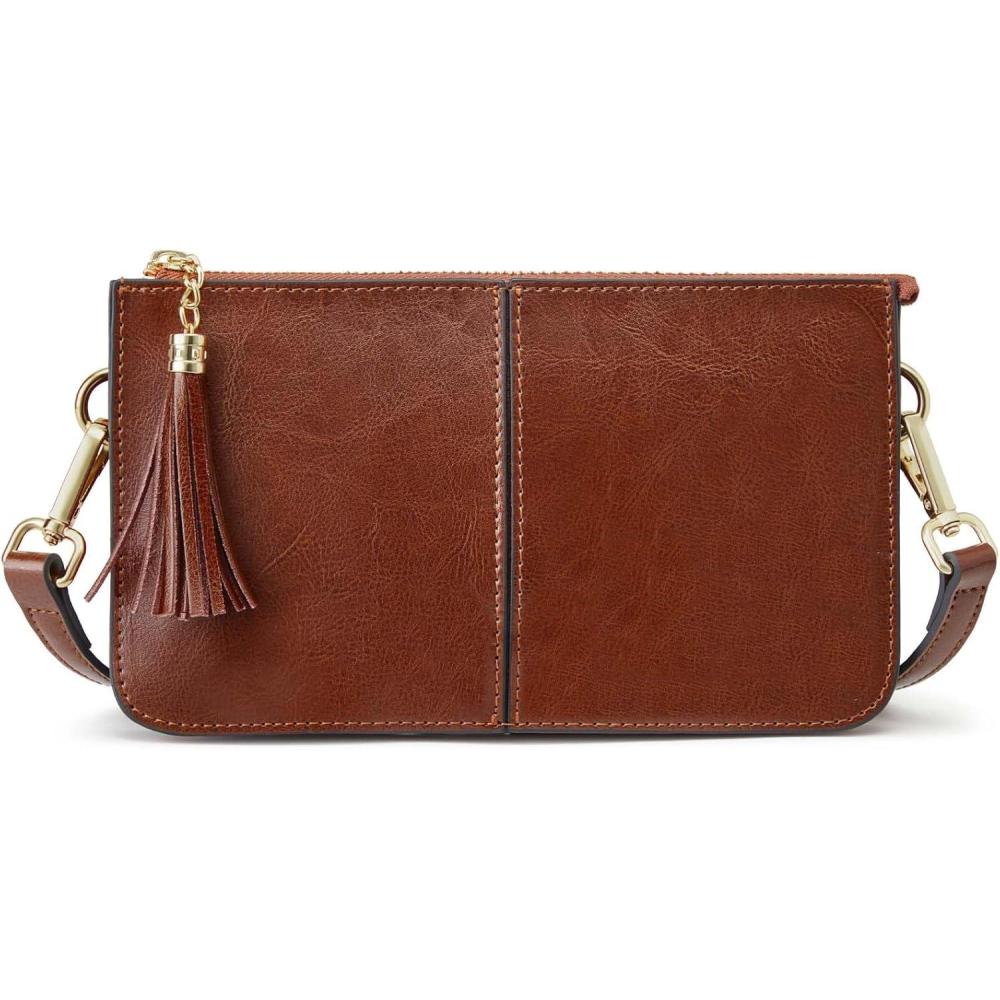 imageKattee Leather Crossbody Bags for Women Trendy Small Shoulder Purses and Handbags with Adjustable StrapDark Brown