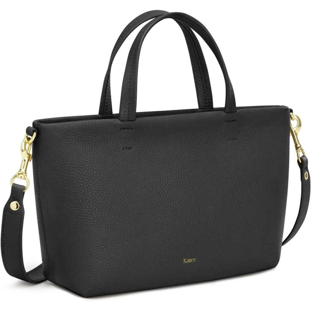 imageKattee Leather Purses for Women Small Crossbody Bags for Women Top Handle Tote Handbags with Zipper ClosureBlack