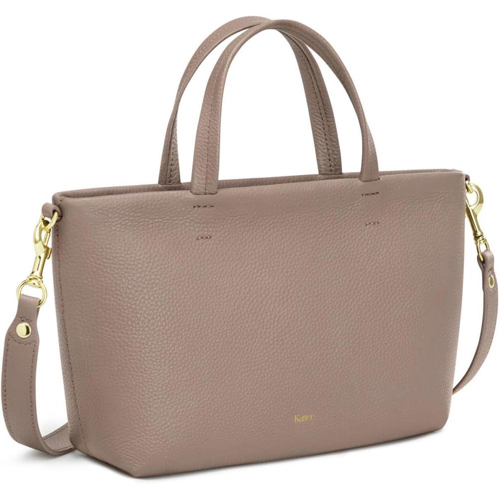 imageKattee Leather Purses for Women Small Crossbody Bags for Women Top Handle Tote Handbags with Zipper ClosureKhaki