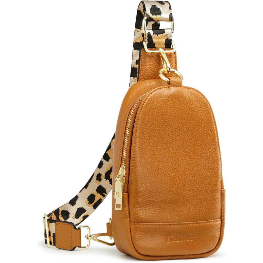 imageKattee Leather Sling Bag for Women Womens Leather Fanny Crossbody Purse for TravelSmall Sling Bag with RFID BlockingBrown