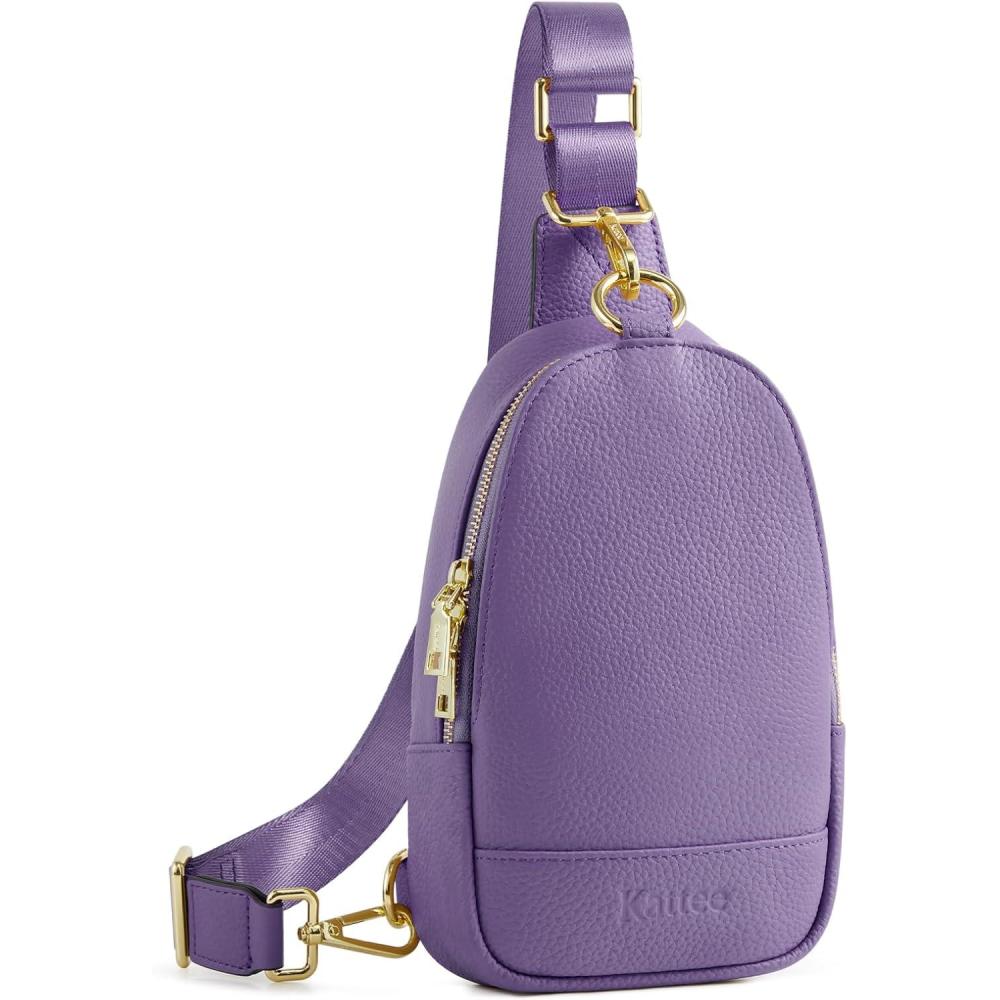 imageKattee Leather Sling Bag for Women Womens Leather Fanny Crossbody Purse for TravelSmall Sling Bag with RFID BlockingLavender