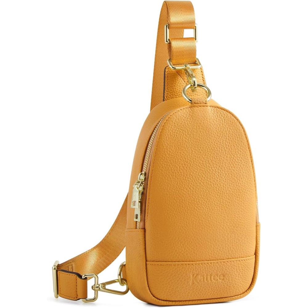imageKattee Leather Sling Bag for Women Womens Leather Fanny Crossbody Purse for TravelSmall Sling Bag with RFID BlockingOrange