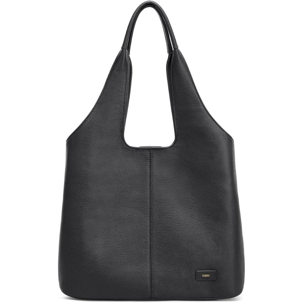 imageKattee Leather Tote Bag Purse for Women Leather Womens Tote Handbags Hobo Shoulder Bags Large CapacityBlack