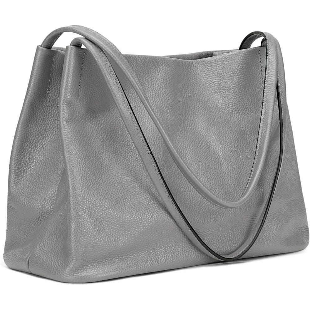 imageKattee Leather Tote Bags for Women Casual Shoulder Hobo Purses and Handbags Top Magnetic Snap ClosureGrey