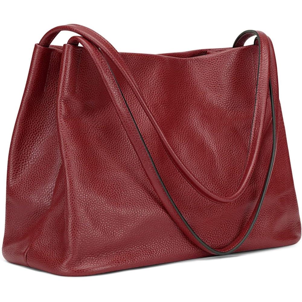 imageKattee Leather Tote Bags for Women Casual Shoulder Hobo Purses and Handbags Top Magnetic Snap ClosureWine Red