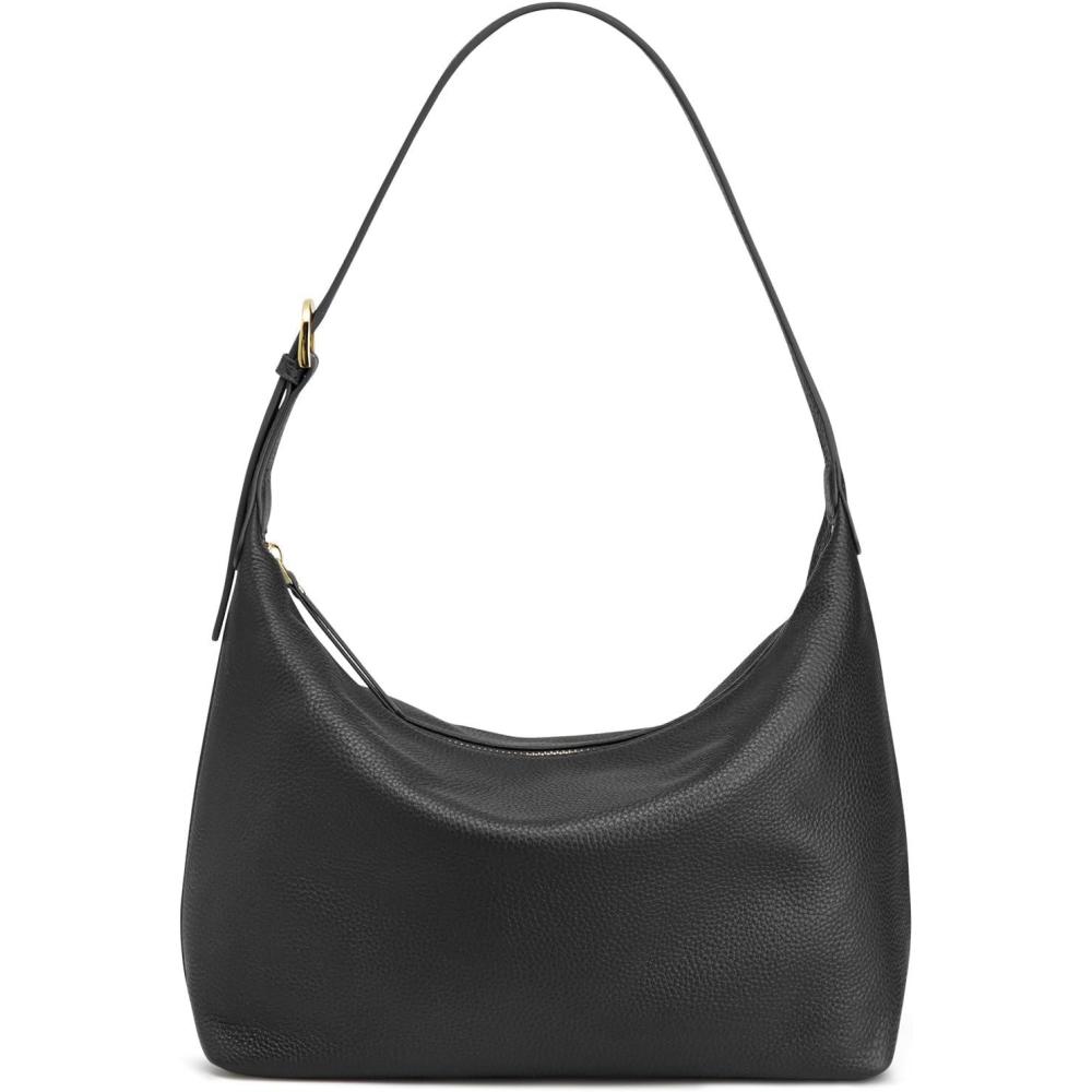 imageKattee Meduim Hobo bags for Women Genuine Leather Crossbody Handbags Shoulder Purse for Work CasualBlack