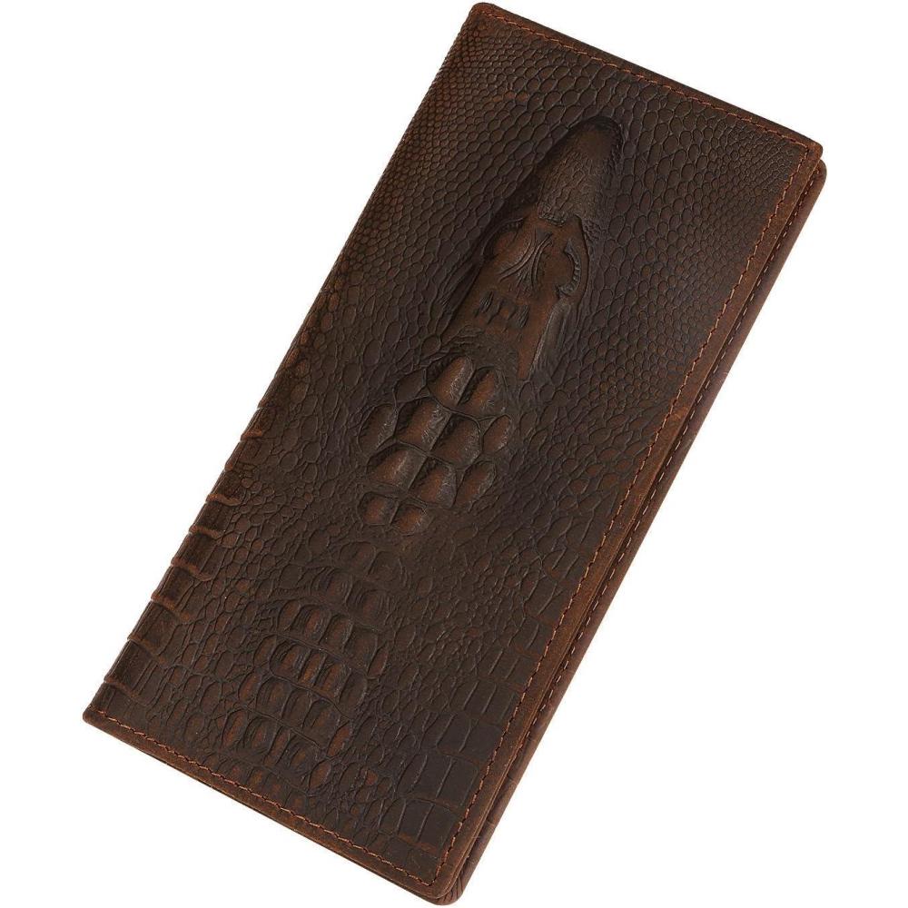 imageKattee Mens Vintage Genuine Leather Long Wallet for Checkbook Credit Cards1Dark Brown1