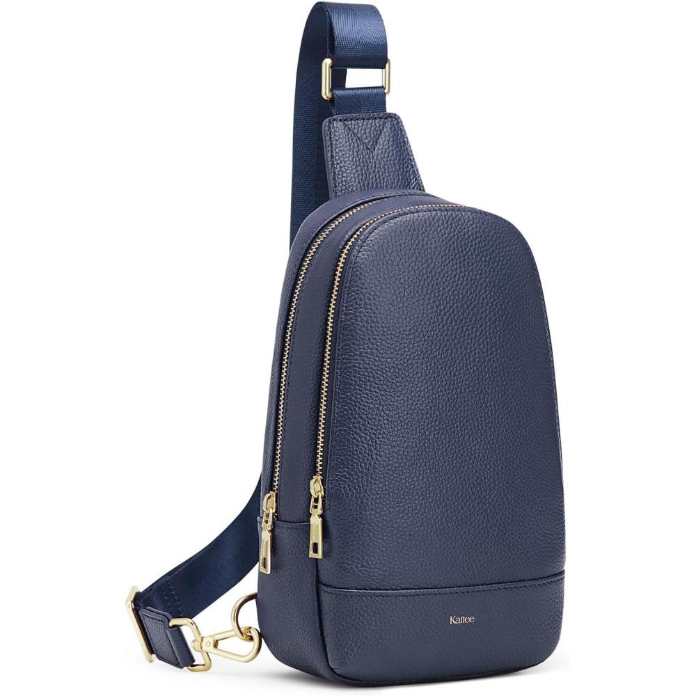 imageKattee Sling Bag for Women Crossbody Soft Leather Fanny Packs for Women Small Crossbody Chest Bag with RFID BlockingBlue