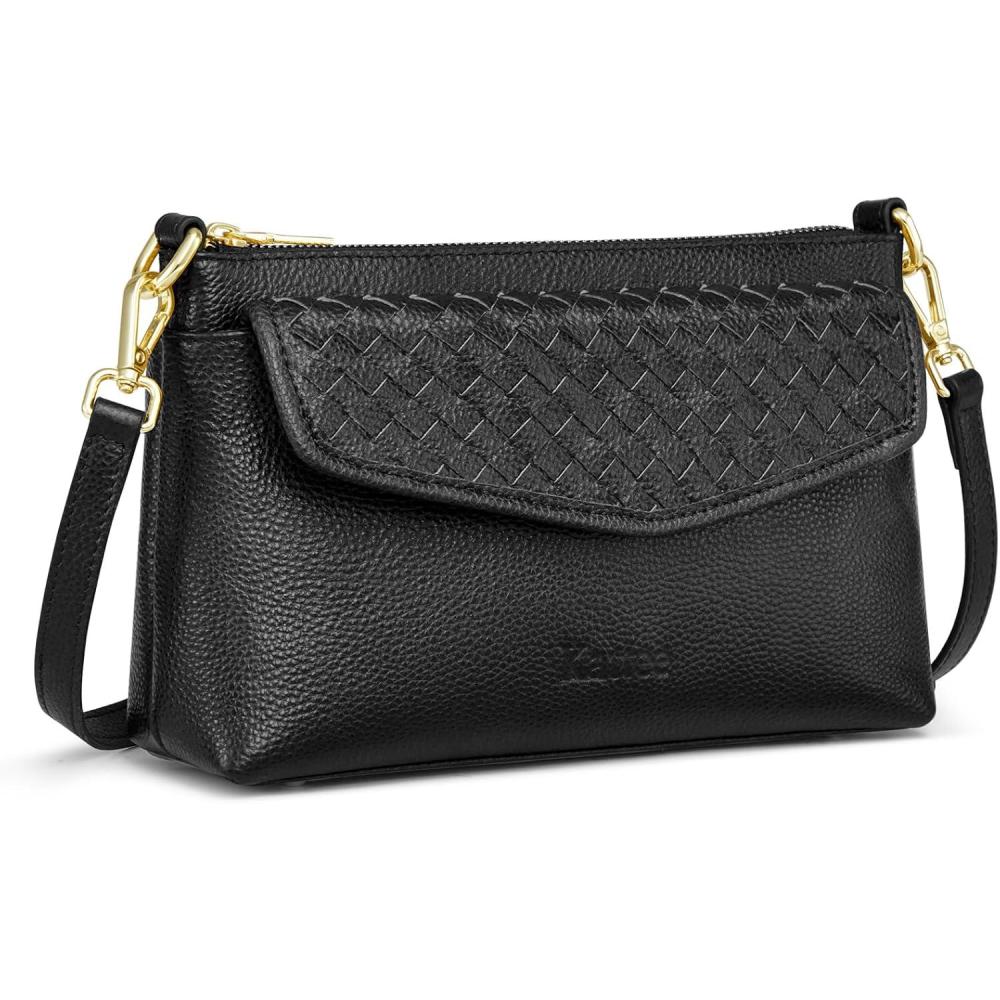 imageKattee Small Leather Purses and Handbags for Women Soft Crossbody Bags for Women Shoulder Cross Body BagBlack