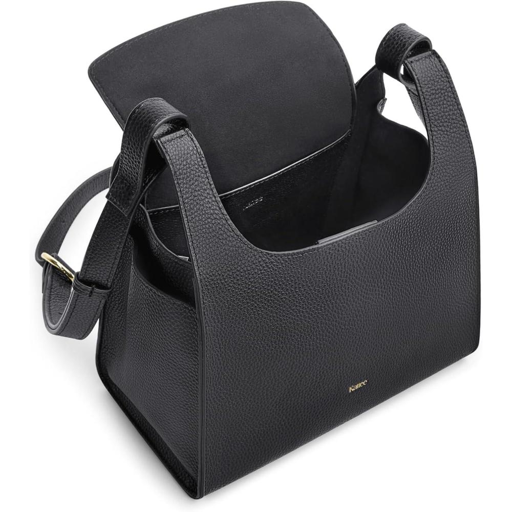 imageKattee Small Soft Leather Crossbody Bags for WomenTrendy Purses Handbags Shoulder Satchel Lightweight Design Minimalism Black